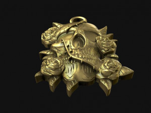 skull and roses pendant 3Dプリントモデル