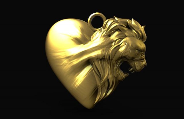 lion heart pendant Modelo de Impressão 3D .c4d .max .obj .3ds .fbx .stl .blend 