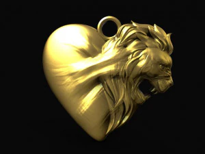 aslan kalp kolye 3D Baskı Modeli