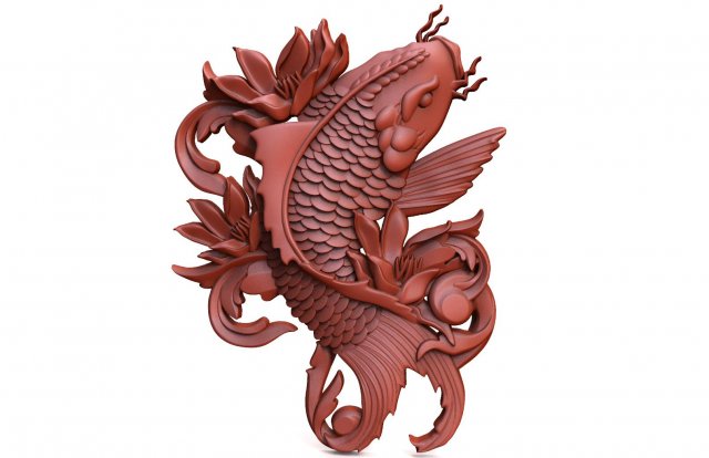 koi fish cnc 3D Принт Модель .c4d .max .obj .3ds .fbx .stl .blend 