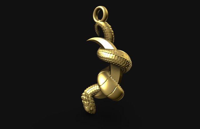 snake moon pendant Modello di stampa 3D .c4d .max .obj .3ds .fbx .stl .blend 