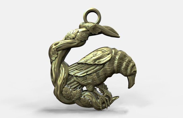 Crow pendant 3Dプリントモデル .c4d .max .obj .3ds .fbx .stl .blend 