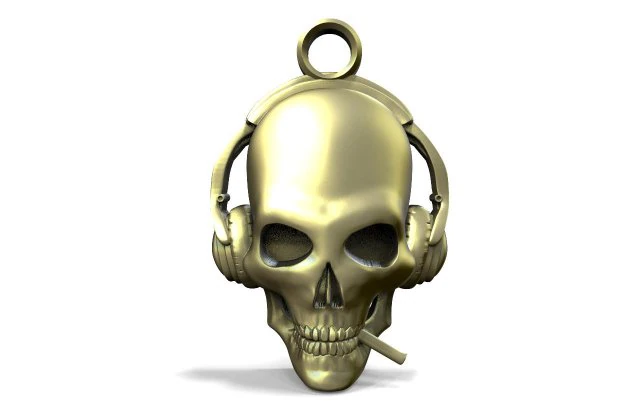 Skull with headphones pendant 3D Print Model .c4d .max .obj .3ds .fbx .stl .blend 