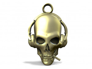 Skull with headphones pendant 3Dプリントモデル