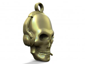 Skull with headphones pendant 3D Print Model
