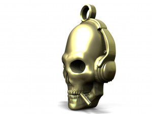 Skull with headphones pendant Modello di stampa 3D