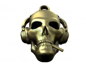 Skull with headphones pendant 3D Print Model