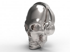 Skull with headphones pendant Modello di stampa 3D