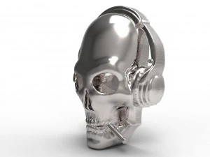 Skull with headphones pendant 3D Print Model