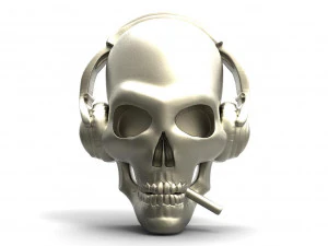 Skull with headphones pendant 3D Print Model