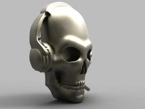 Skull with headphones pendant 3D Print Model