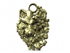 Wolf pendant Model Cetak 3D