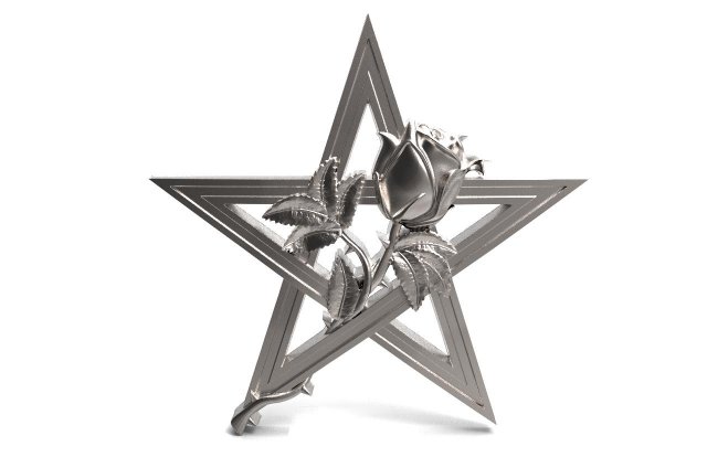 Pentagram and rose pendant 3Dプリントモデル .c4d .max .obj .3ds .fbx .stl .blend 
