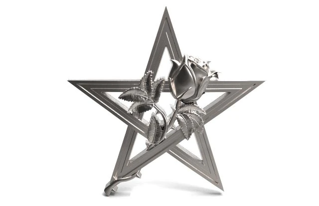 Pentagram and rose pendant 3D Print Model .c4d .max .obj .3ds .fbx .stl .blend
