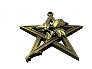 Pentagram and rose pendant 3D Print Model