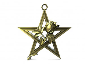 Pentagram and rose pendant 3D Print Model