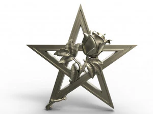 Pentagram and rose pendant 3D Print Model