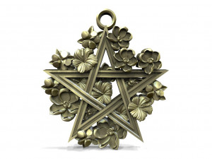 Pentagram and flowers pendant 3D-Druckmodell