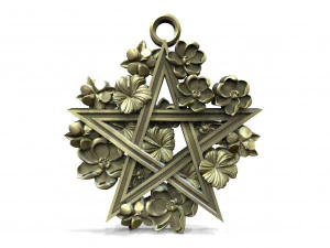 Anh&auml;nger mit Pentagramm und Blumen 3D Druckmodell