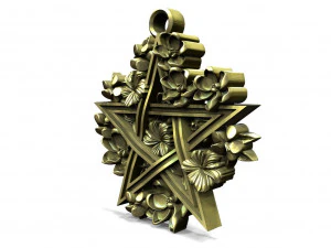 Pentagram and flowers pendant 3D Print Model