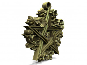 Pentagram and flowers pendant 3D Print Model