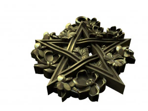 Pentagram and flowers pendant 3D Print Model