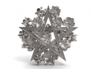 Pentagram and flowers pendant 3D Print Model