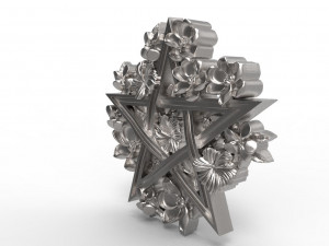 Pentagram and flowers pendant 3D Print Model