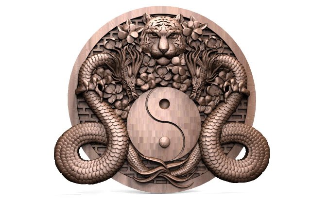Yin yang dragons CNC 3D 打印模型 .c4d .max .obj .3ds .fbx .stl .blend 