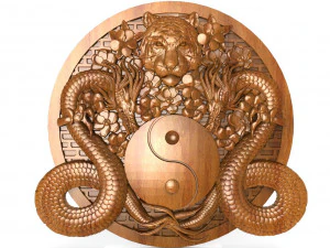 Yin yang dragons CNC 3D Print Model