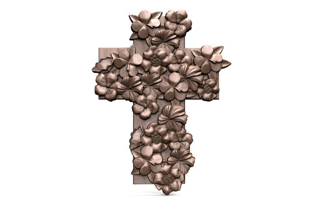Cross and flowers CNC 3D 打印模型 .c4d .max .obj .3ds .fbx .stl .blend 