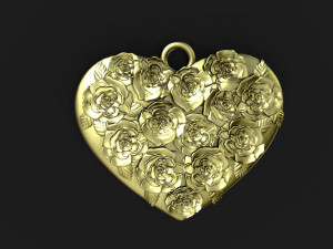 Rose heart pendant 3D 프린트 모델