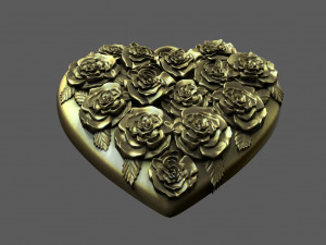 Rose heart pendant 3D-printmodel