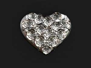Rose heart pendant 3D-printmodel