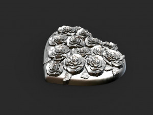 Rose heart pendant 3D-printmodel