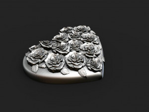 Rose heart pendant 3D-printmodel