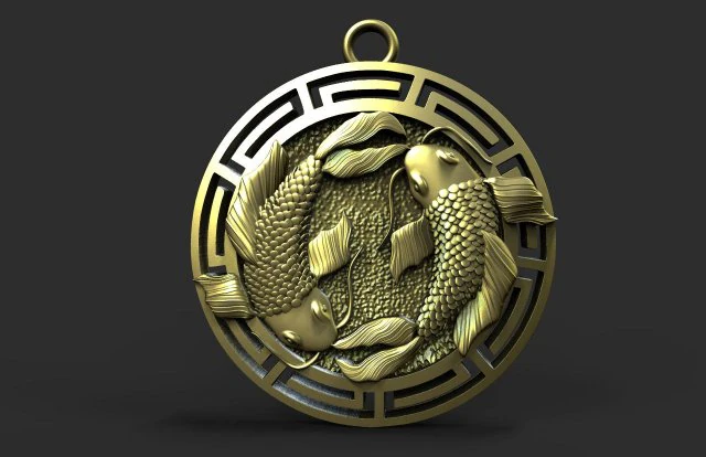 Fishes pendant 3D Print Model .c4d .max .obj .3ds .fbx .stl .blend 