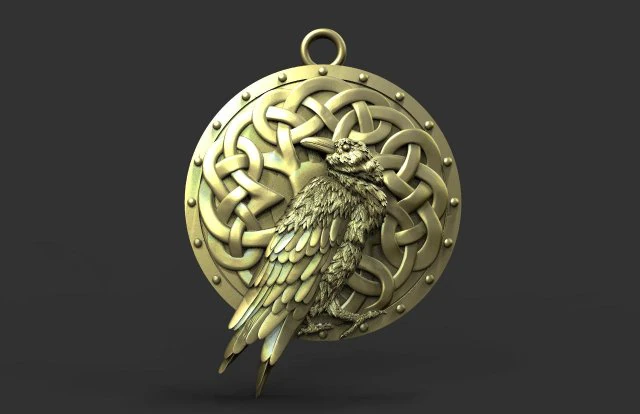 Crow pendant 3D Print Model .c4d .max .obj .3ds .fbx .stl .blend 