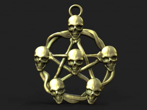 Підвіска з пентаграмою черепа 3D Принт Модель