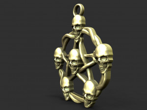 Skull pentagram pendant 3D Print Model
