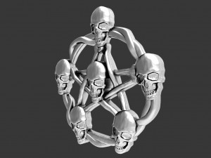 Skull pentagram pendant 3D Print Model