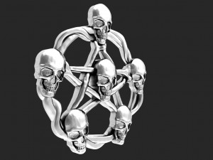 Skull pentagram pendant 3D Print Model