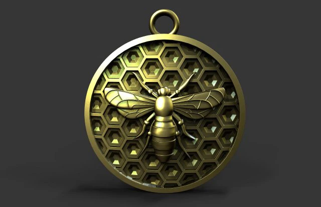 Honeycomb bee pendant 3D Print Model .c4d .max .obj .3ds .fbx .stl .blend 