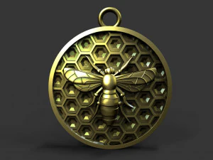 Кулон-бджола-сота 3D Принт Модель