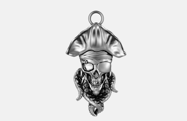 Pirate skull pendant 3Dプリントモデル .c4d .max .obj .3ds .fbx .stl .blend 