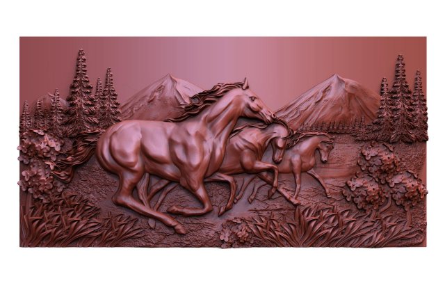 Horses 5 CNC 3D-Druckmodell .c4d .max .obj .3ds .fbx .stl .blend 