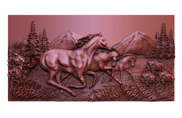 Horses 5 CNC 3D Print Model .c4d .max .obj .3ds .fbx .stl .blend 