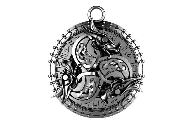 Viking pendant 3D 프린트 모델 .c4d .max .obj .3ds .fbx .stl .blend 