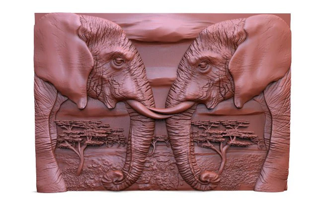 Elephants CNC 3D Print Model .c4d .max .obj .3ds .fbx .stl .blend 