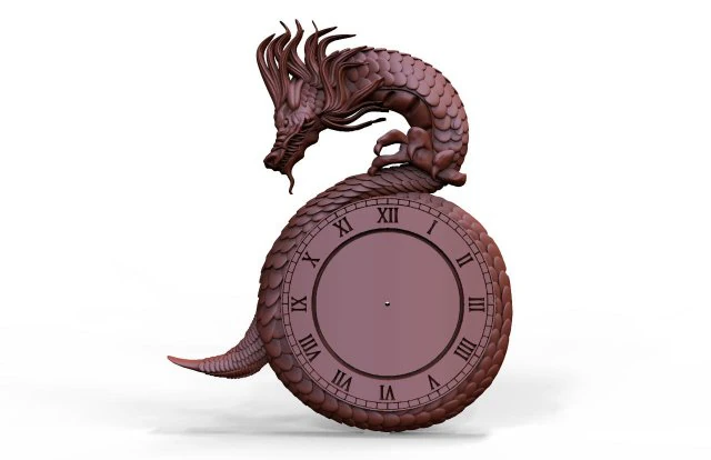 Dragon clock CNC 3D Print Model .c4d .max .obj .3ds .fbx .stl .blend 
